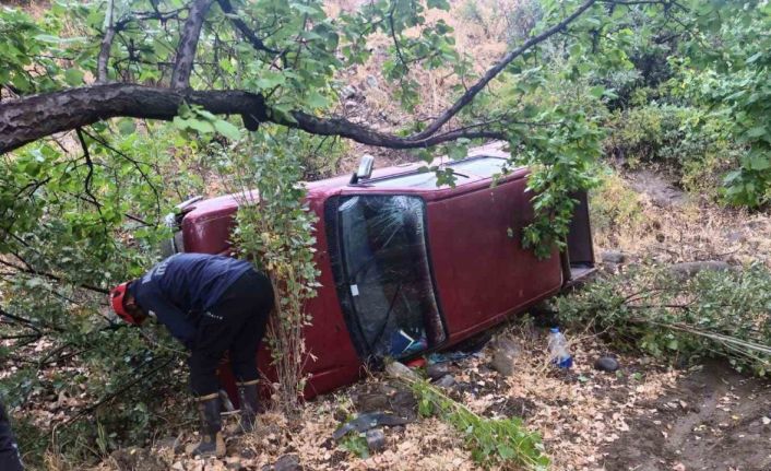 Malatya’da virajı alamayan pikap şarampole uçtu: 2 yaralı