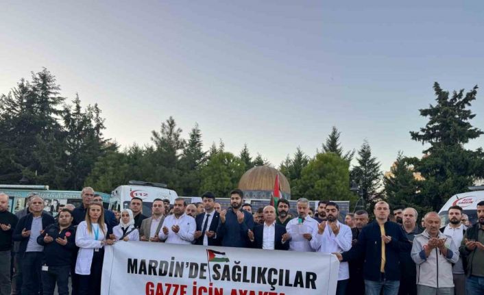 Mardin’de sağlıkçılar Gazze için ayakta