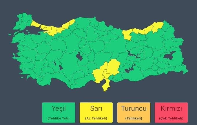 Meteoroloji sarı kod ile uyardı