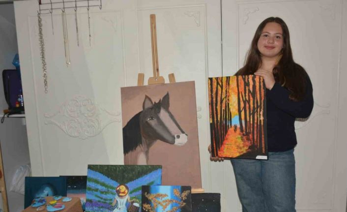 Ordu’da 13 yaşındaki öğrenci, doğadan aldığı ilhamı tuvallere yansıtıyor