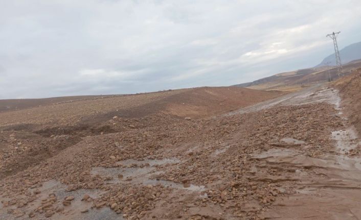 Siirt’te yağışla birlikte oluşan heyelan yola böyle aktı