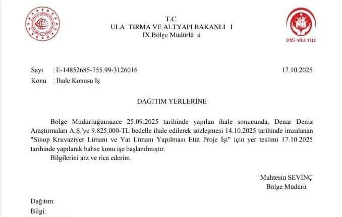 Sinop Kruvaziyer ve Yat Limanı Projesi ihalesi tamamlandı