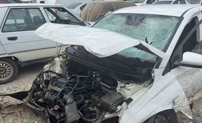 Süratle kavşağa giren otomobil heykelleri biçerek metrelerce havaya uçtu