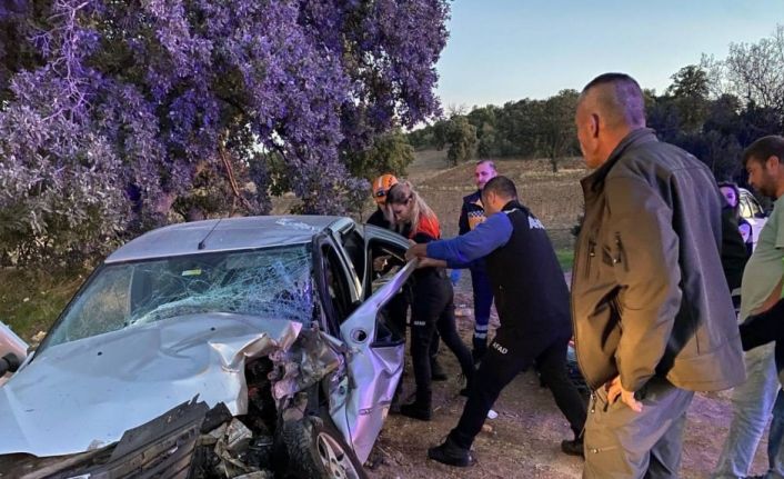 Uşak’ta otomobil ile traktör çarpıştığı kazada karı koca yaralandı