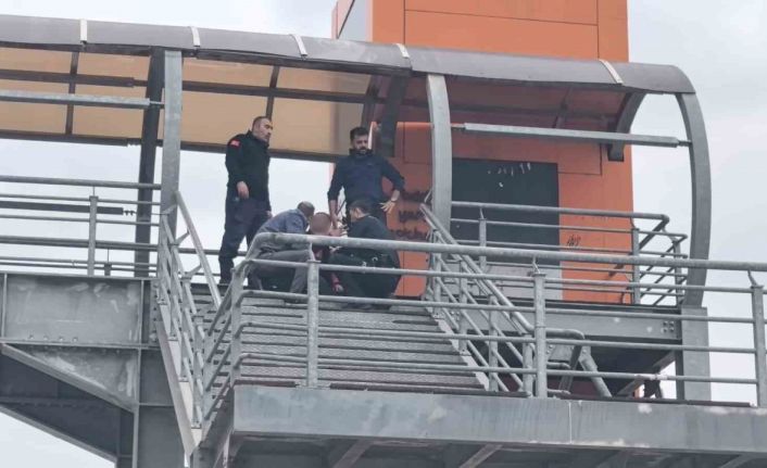 Üst geçitten indirildi, herkes alkışladı