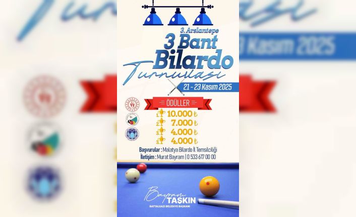 Battalgazi Belediyesi’nden 3. Arslantepe 3 Bant Bilardo Turnuvası