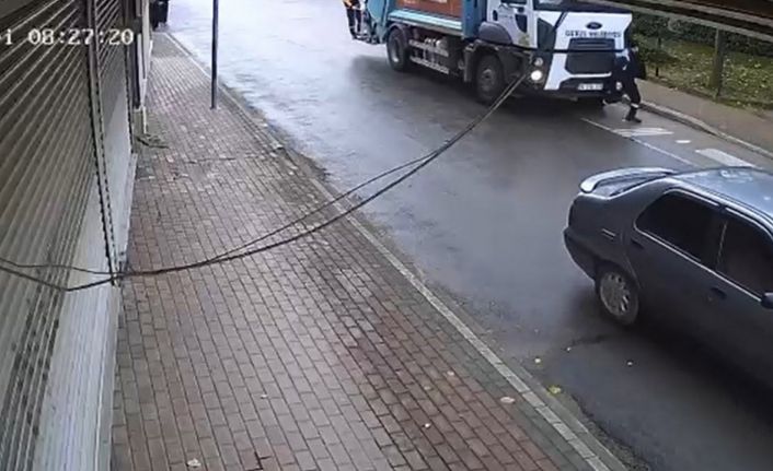 Belediye işçisinin hayatını kaybettiği korkunç kaza kamerada