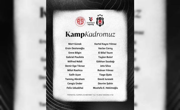 Beşiktaş’ın, Antalyaspor maçı kamp kadrosu belli oldu