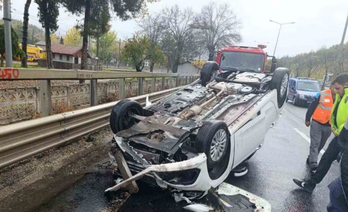 Bilecik’te takla atan aracın sürücüsü hafif yaralandı
