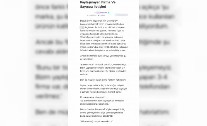 Böcek ailesinin ölümüne ilişkin soruşturma sürüyor: İlaçlama şirketi hakkındaki müşteri yorumu ortaya çıktı