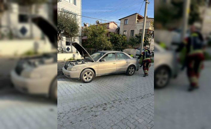 Burhaniye’de seyir halindeki otomobilde yangın