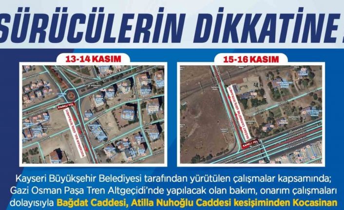 Büyükşehir Belediyesi’nden sürücülere ‘onarım çalışması’ uyarısı