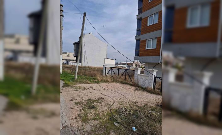 Devrilen internet direğinin çevreye dağılan kabloları risk oluşturuyor