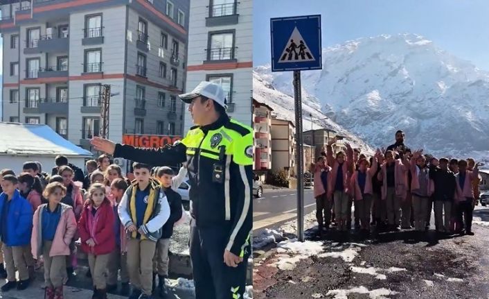 Hakkari polisinden öğrencilere uygulamalı trafik eğitimi