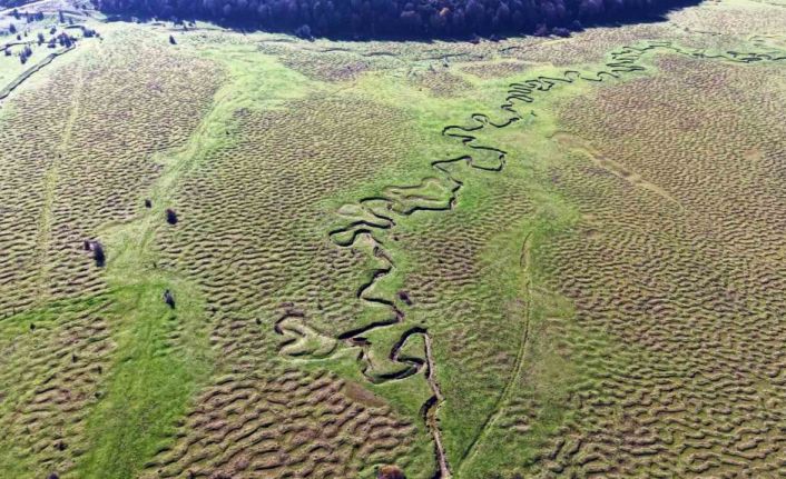 Karagöl Yaylası’nın eşsiz menderesleri havadan görüntülendi