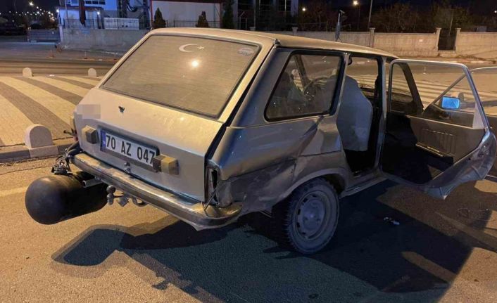 Kazada LPG tankı yerinden çıkan otomobilde gaz kaçağı paniği