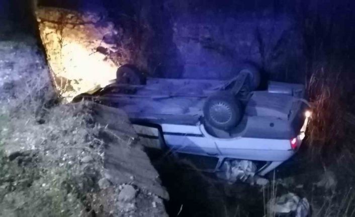 Köpeğe çarpmamak için direksiyonunu kırdığı otomobil kanala düştü: 1 yaralı