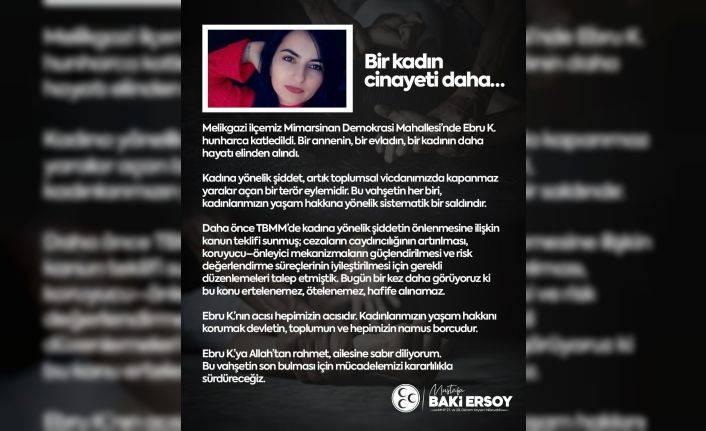 MHP’li Ersoy: "Kadınlarımızın yaşam hakkını korumak devletin, toplumun ve hepimizin namus borcudur"