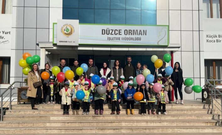 Minik öğrenciler orman ağaçları incelediler