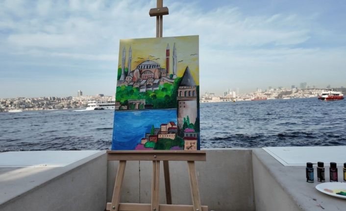 Öğretmenler Kız Kulesi’nden eşsiz İstanbul manzarasını resmetti