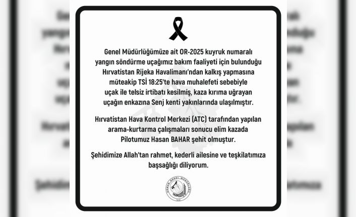 Orman Genel Müdürü Karacabey’den şehit pilot için başsağlığı mesajı