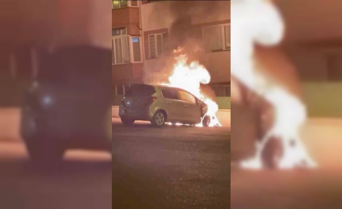 Park halindeki otomobil alevlere teslim oldu