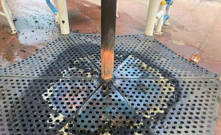 Parkta oynayan çocuklar oyuncağı ateşe verdi