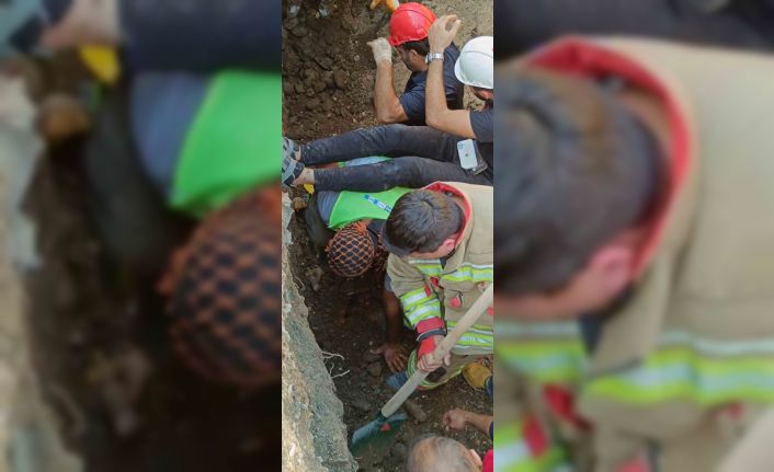 Şantiye alanında yaşanan göçükte mahsur kalan işçi kurtarıldı