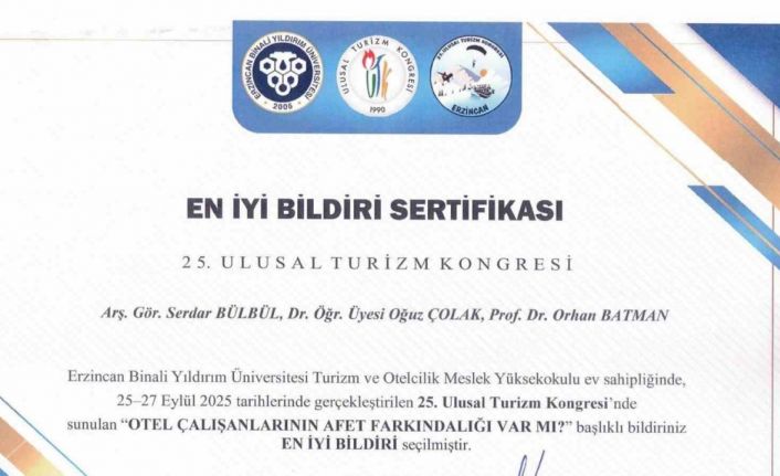 SUBÜ akademisyenlerine en iyi bildiri ödülü
