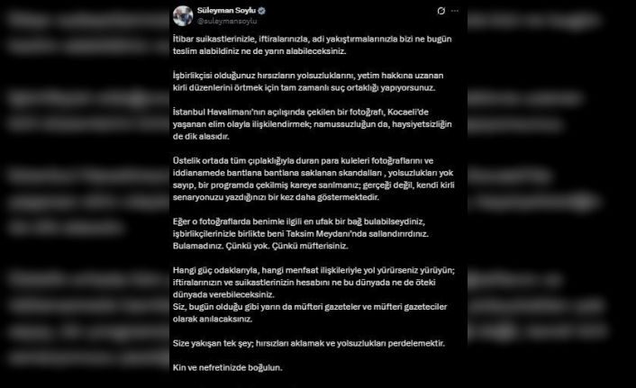 Süleyman Soylu: "Kin ve nefretinizde boğulun"