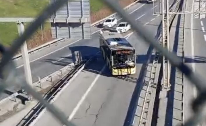 Sultangazi’de yanlış yola giren İETT otobüsü trafiği tehlikeye attı, o anlar kamerada