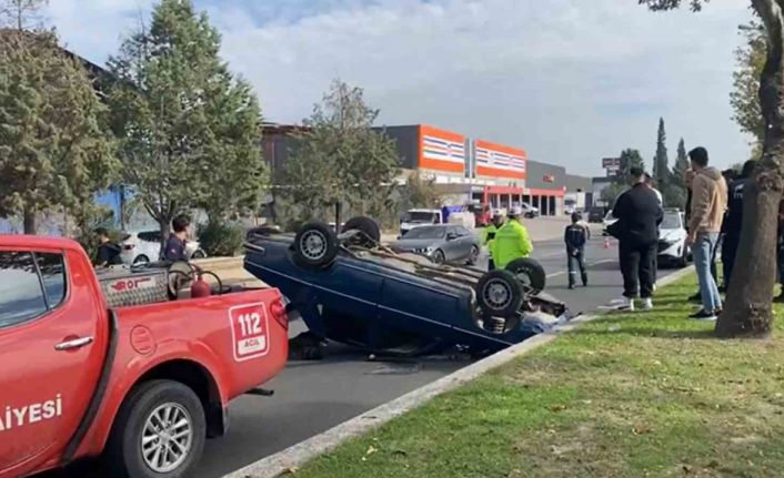 Takla atan araçtan burnu bile kanamadan çıktı