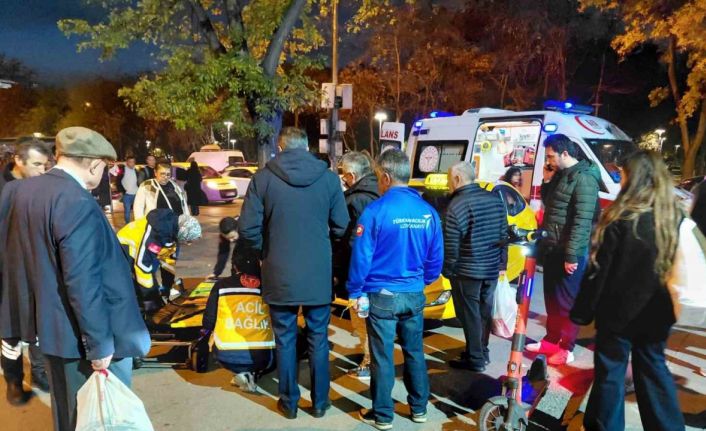 Ticari taksiyle çarpışan scooter sürücüsü yaralandı