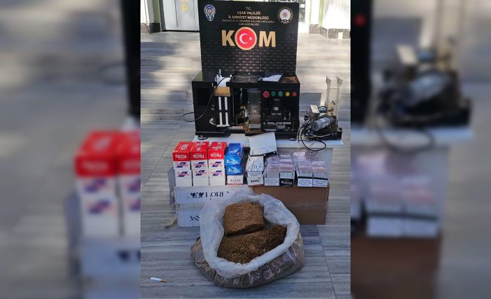 Uşak’ta çok sayıda kaçak makaron ve tütün ele geçirildi