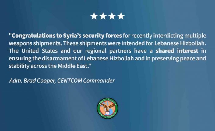 ABD’den Suriye’ye Hizbullah’a silah sevkiyatını engellediği için tebrik