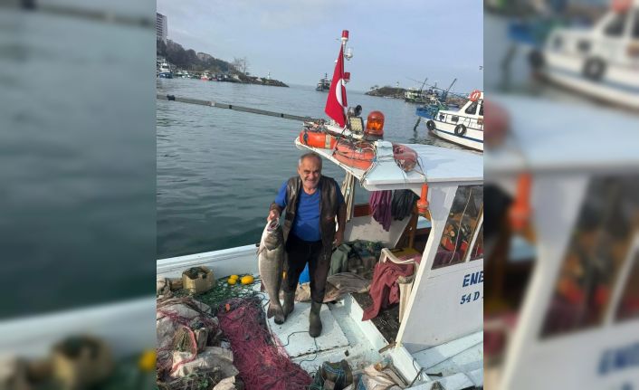 Akçakoca’da balıkçı ağına 10 kiloluk levrek takıldı