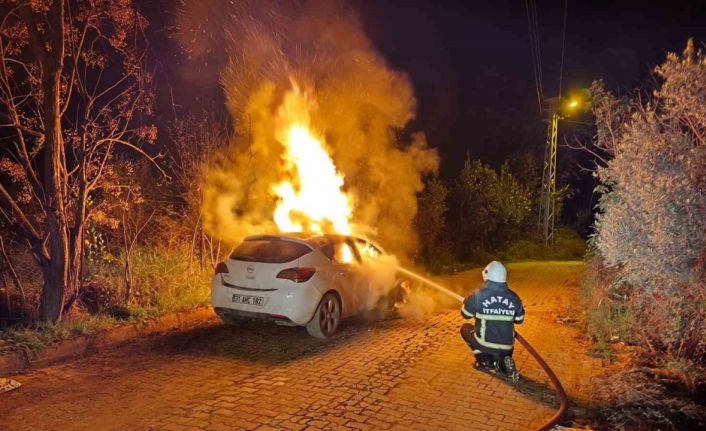 Defne’de otomobil alevlere teslim oldu