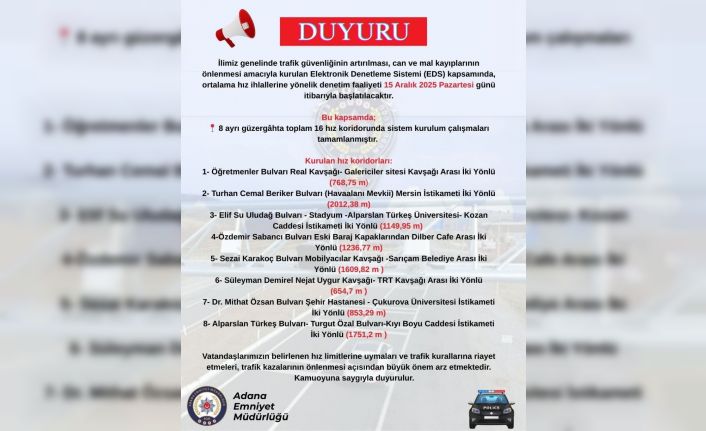 EDS’li hız kontrolü yarın başlıyor