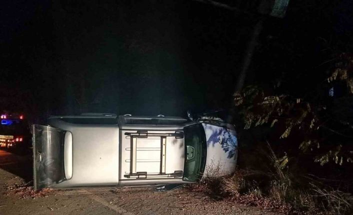 Kontrolden çıkan pikap PTS direğine çarptı