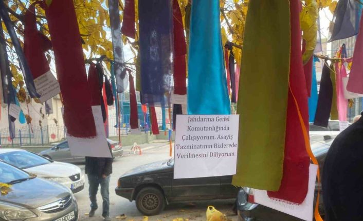 Memurlar bakanlığın önündeki ağacı ’dilek ağacı’na çevirdi