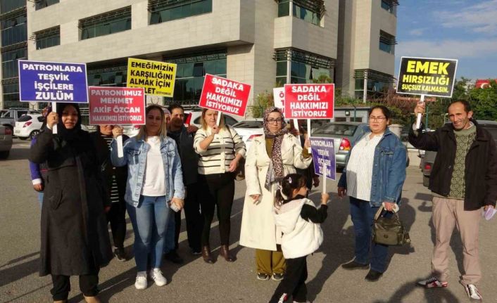 Mersin’de maaşlarını alamayan işçiler, adliye önünde açıklama yaptı