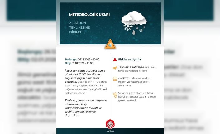 Niğde Valiliği’nden Meteorolojik Uyarı: Soğuk hava, kar yağışı ve zirai don bekleniyor
