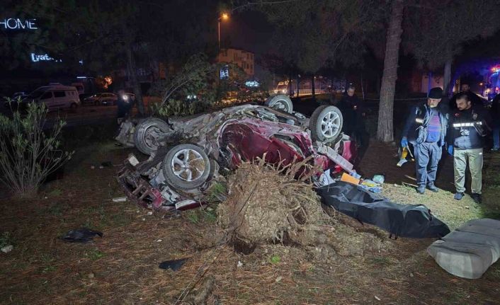 Otomobil, takla atarak çarptığı ağacı kökünden söktü: 1 ölü