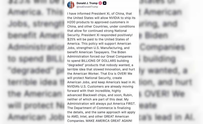 Trump’tan Çin’e çip satışına şartlı izin açıklaması: "Başkan Xi’ye bildirdim ve olumlu karşıladı"