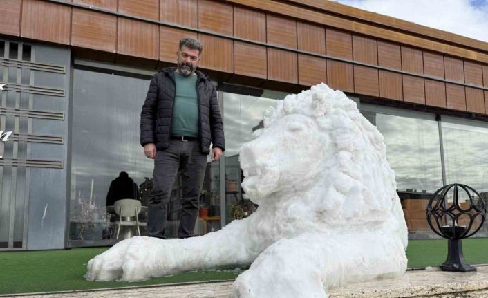 Her detayını 3 saat boyunca kaşıkla tek tek işledi, ortaya kardan aslan çıkardı