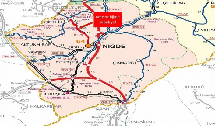 Kar ve tipi nedeniyle Niğde’de iki yol trafiğe kapatıldı