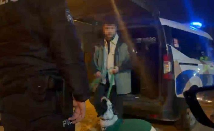 1.55 promil alkollü yakalanan ve 14 bin TL ceza kesilen sürücü, karakola köpeğiyle gitti