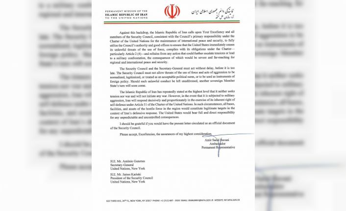 İran’dan BM’ye uyarı mektubu: "Olası bir saldırıya meşru müdafaa hakkı kapsamında karşılık vereceğiz"