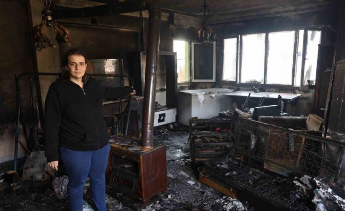 Yangında 4 çocuğuyla birlikte felaketi yaşayan annenin tek başına verdiği emek küle döndü