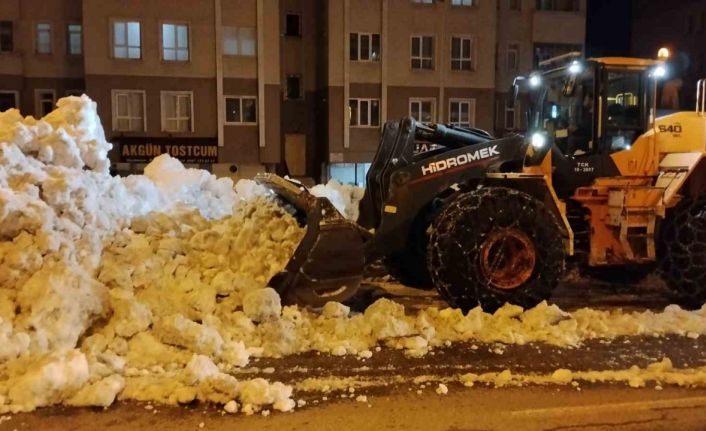 Bitlis’te kaldırımlardaki karlar kamyonlarla taşınıyor